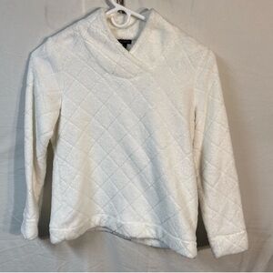 Talbots Cream Quilted Cowl Neck Sweater